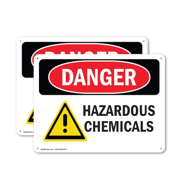 Signmission Hazardous Chemicals Danger Sign, Plastic, 10in W x 7in L, 2PK OS-2PACK-DS-P-710-L-2022 - main